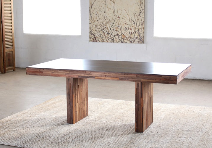 Recycled Wood Block Dining Table