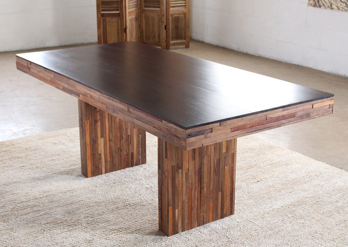 Recycled Wood Block Dining Table