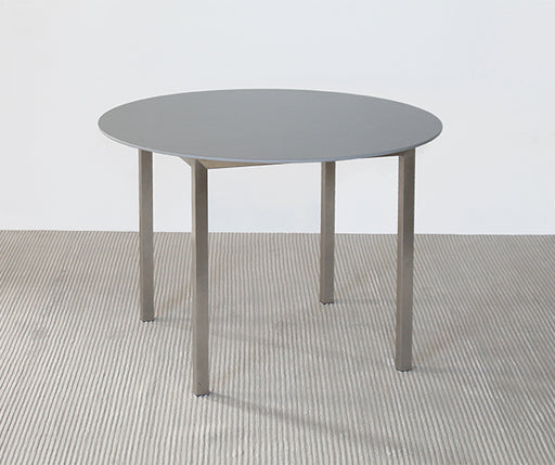 DT58 Round Dining Table with Metal Frame and Gray Laminate Top