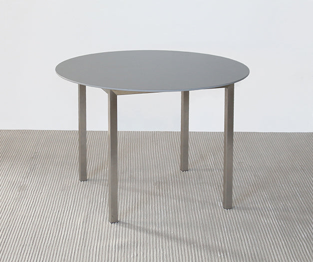 DT58 Round Dining Table with Metal Frame and Gray Laminate Top