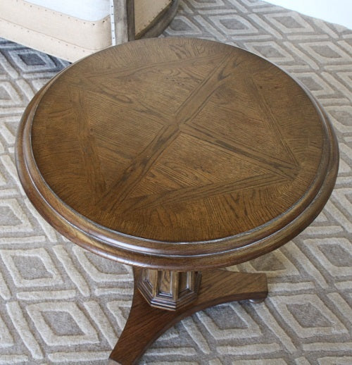 Oak Round End Table