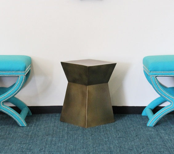 Brass Geometric Industrial Side Table