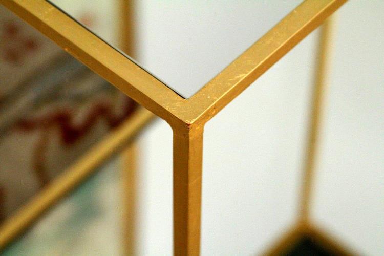 2-Tier Gold Leaf End Table With Mirrored Top