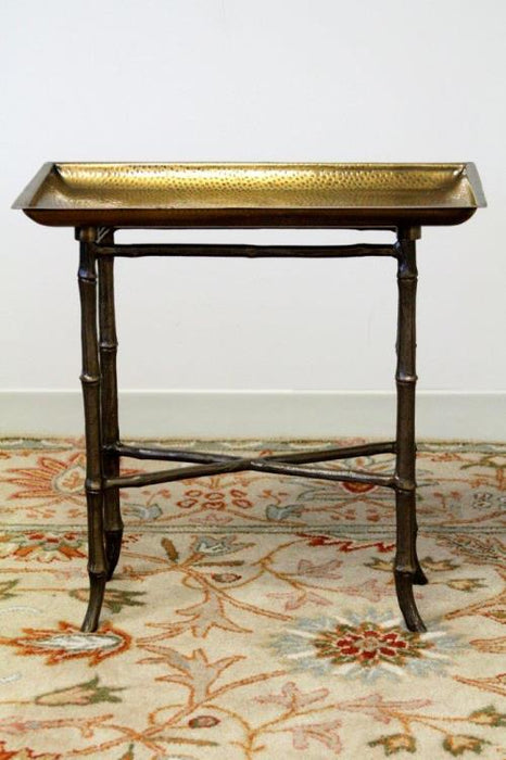 Antique Brass Bamboo Tray Table