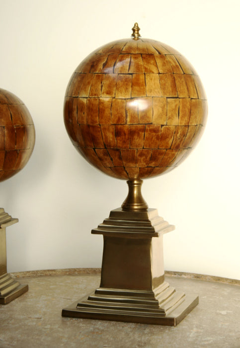 Large Faux Horn Sphere with Antique Brass Base