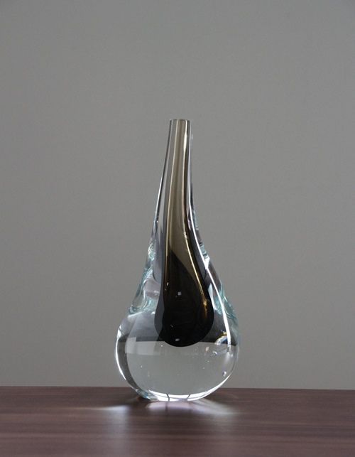 FIG196LA - Olive Green Hand Blown Glass Droplet Object