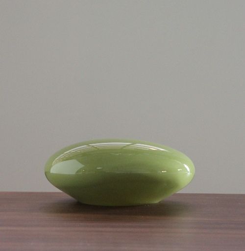 FIG200LA - Pea Green Hand Blown Glass Stone Object