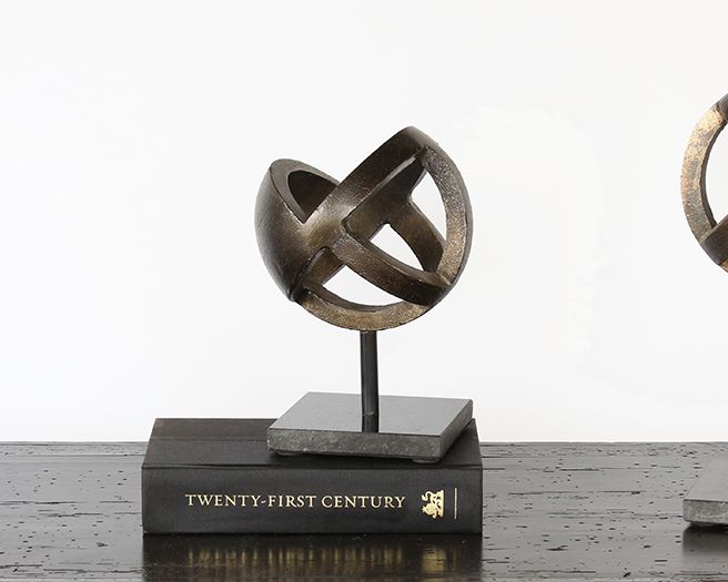 Small Antique Brass Ball Sculpture - Cleared Décor