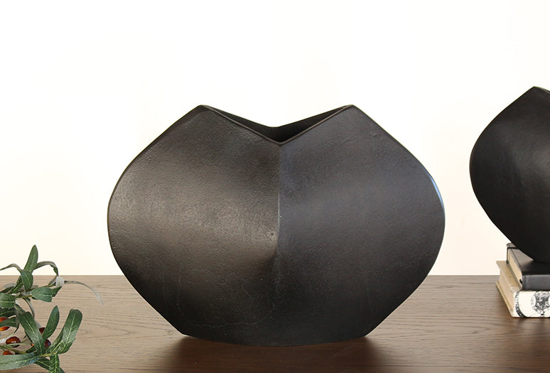 Large Pinched Bronze Abstract Vase - Cleared Decor