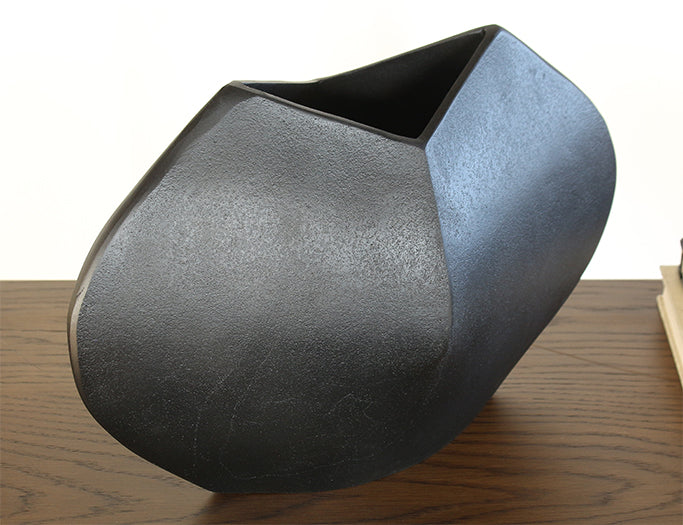 Large Pinched Bronze Abstract Vase - Cleared Decor