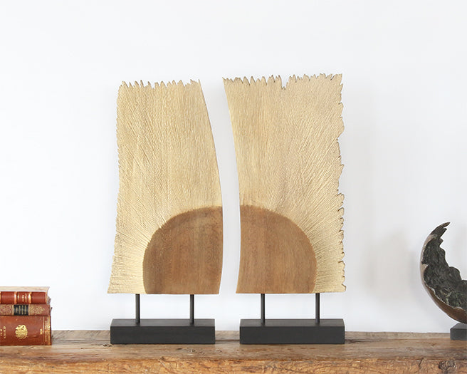 Pair Of Wood Abstract Figures - Cleared Decor
