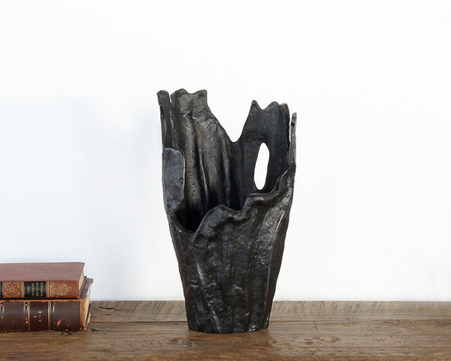 Black Abstract Sculptural Vase - Cleared Decor