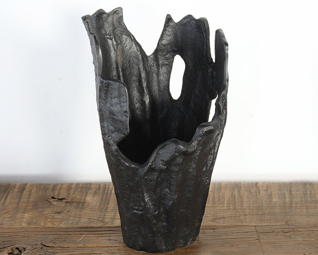 Black Abstract Sculptural Vase - Cleared Decor