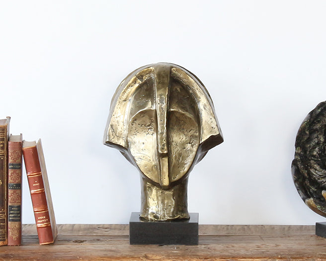 Gold Abstract Head Sculpture - Cleared Decor