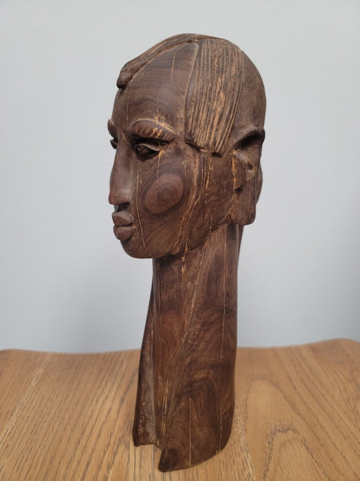 Contemporary East African Carved Wood Bust