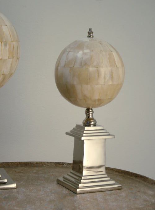 Small Faux Ivory Sphere with Nickel Base