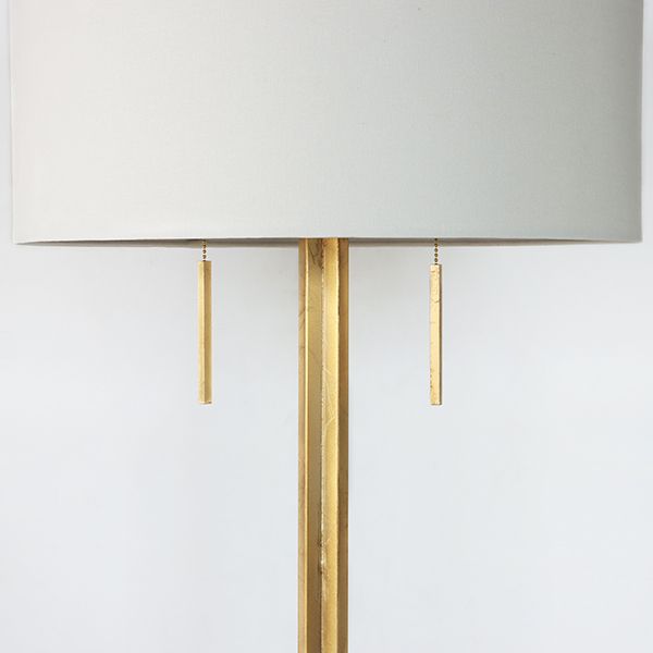 Antique Gold Floor Lamp with Greek Key Base