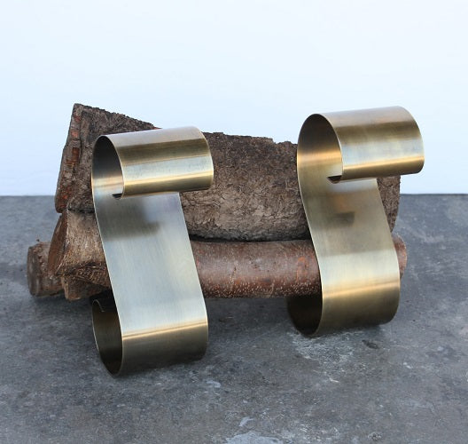 Pair of Brass Scroll Andirons