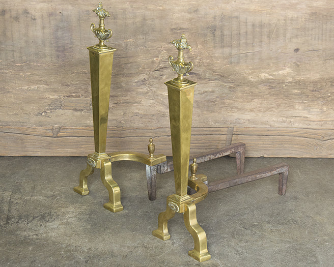Brass Metal Andirons (Set of 2)