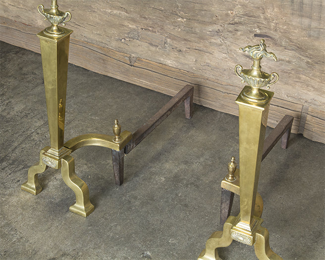 Brass Metal Andirons (Set of 2)