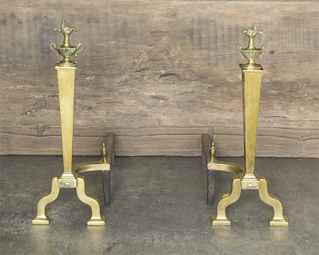 Brass Metal Andirons (Set of 2)