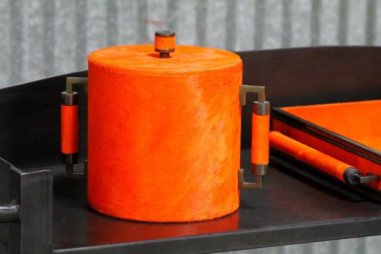 Orange Horsehair Ice Bucket