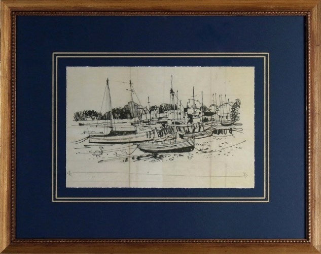 LAND550LA Boats at Harbor 2 24W x 19H