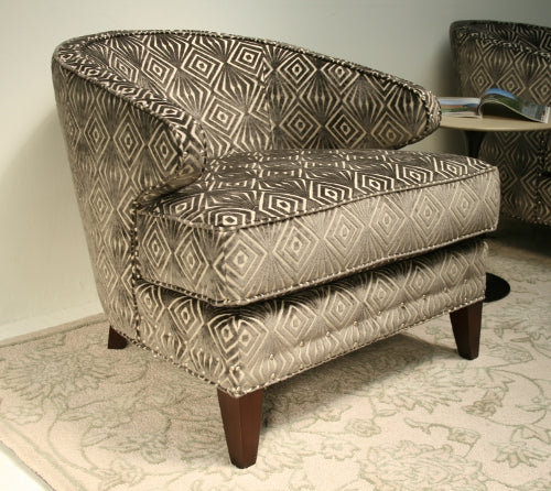 Diamond Pattern Cut Velvet Lounge Chair