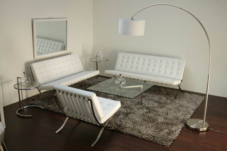 White Leather Barcelona Style Chair