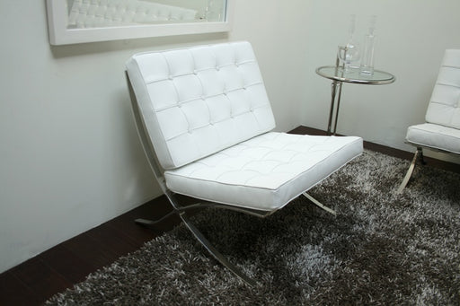 White Leather Barcelona Style Chair