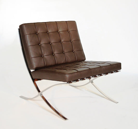 LC19ATL - Dark Brown Leather Barcelona Style Lounge Chair