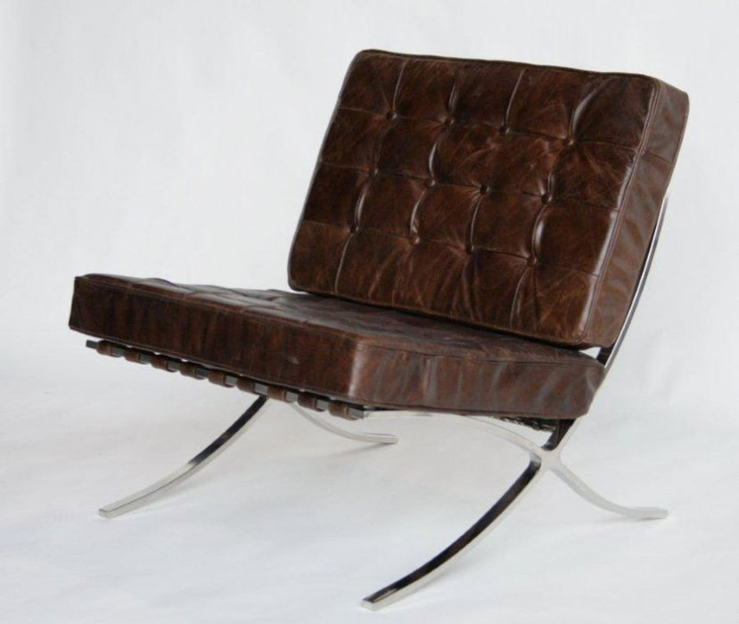 Cigar Leather Barcelona Style Chair