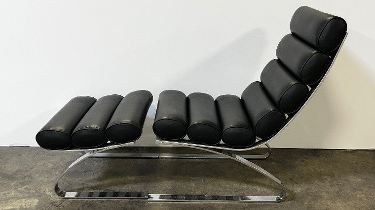 Black Leather Lounge Chair and Ottoman