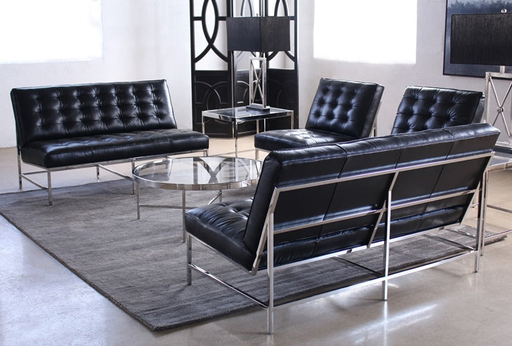 LS03ATL - Mitchell Gold Major Love Seat in Black Leather