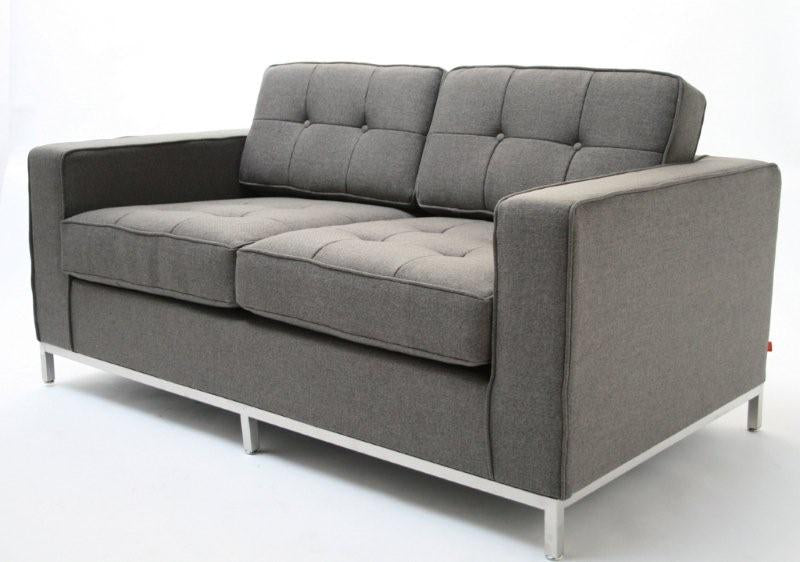 Gray Florence Knoll Style Loveseat
