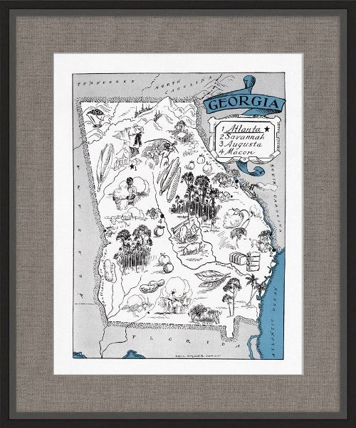 MAP101ATL  Illustrated Map of Georgia 21.5W x 26H