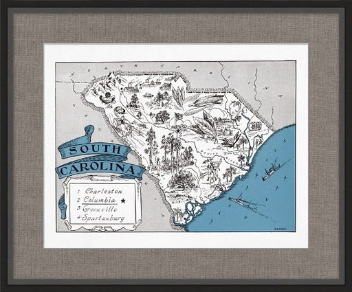 MAP109ATL Illustrated Map of South Carolina 26W x 21.5H