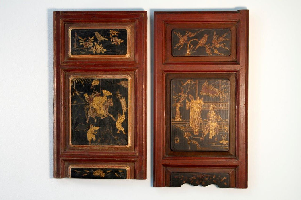 Antique Hand-Painted Chinese Wooden Panels