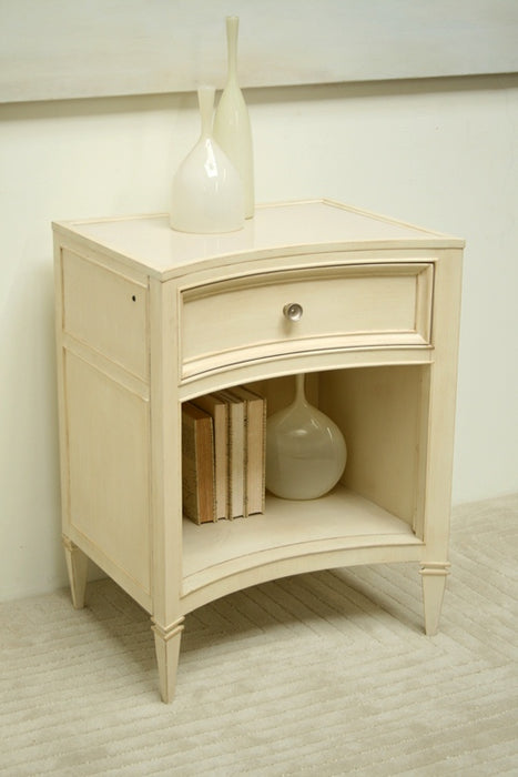 Cream Curved-Front Nightstand