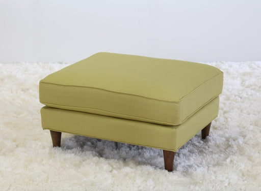 Modern Fern Ottoman with Tapered Walnut Legs
