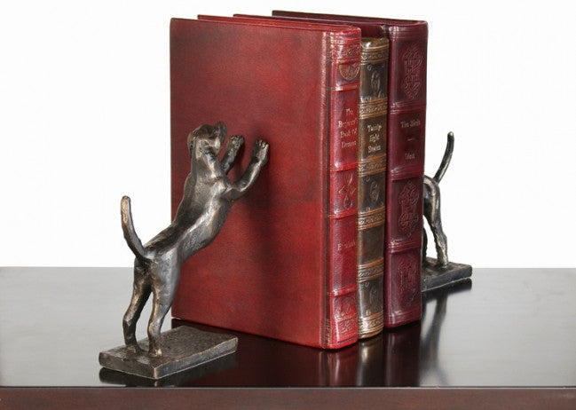 Pair of Bronze Leaning Hound Bookends