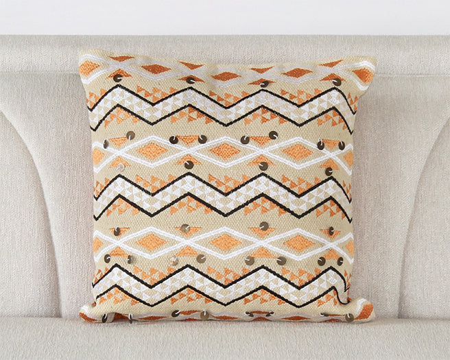 Orange And Ivory Zig Zag Pillow