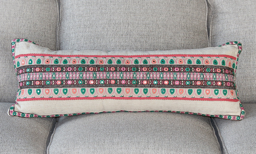 Pink And Green Boho Pillow