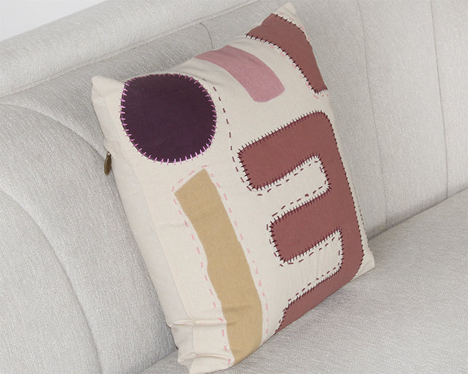 Ivory And Multi Color Geometric Pillow