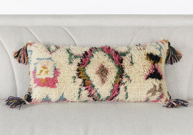 Pink Tribal Pillow With Fringe