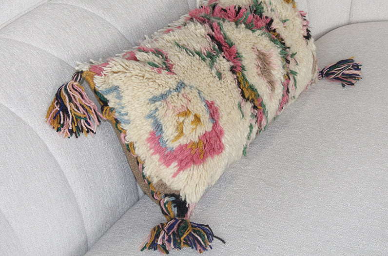 Pink Tribal Pillow With Fringe