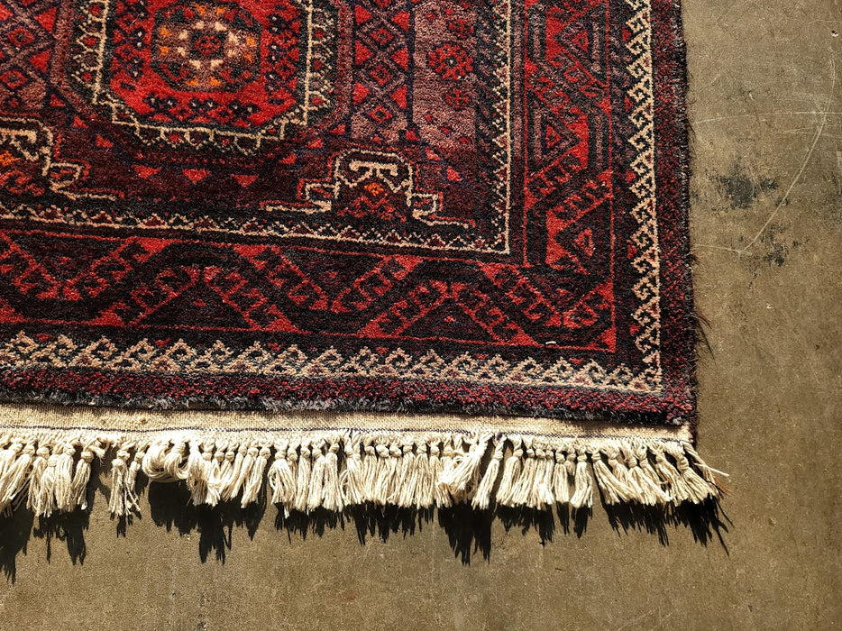 3'5" X 7' Navy & Red Afghan Runner