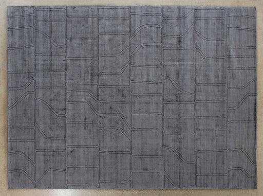 RUG394ATL - 9' X 12' Gray Hand Knotted Carved Rug