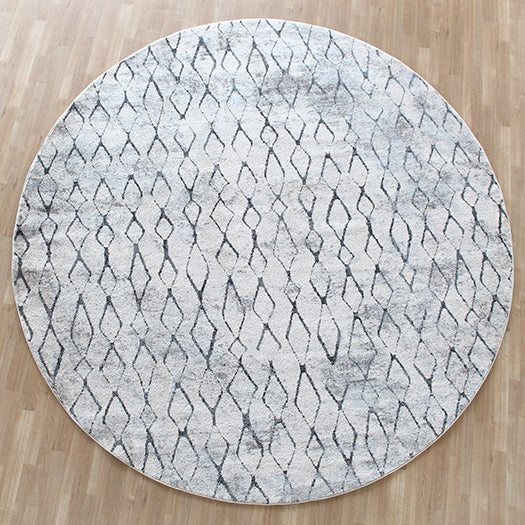 8'9" Round Ivory And Beige Diamond Rug