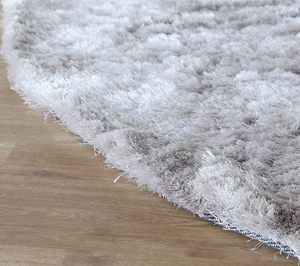 8' Round Grey Platinum Plush Rug